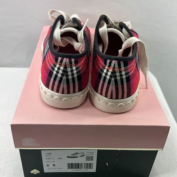 Kate Spade Vale Pink MUlti Plaid Sneakers size 6 B