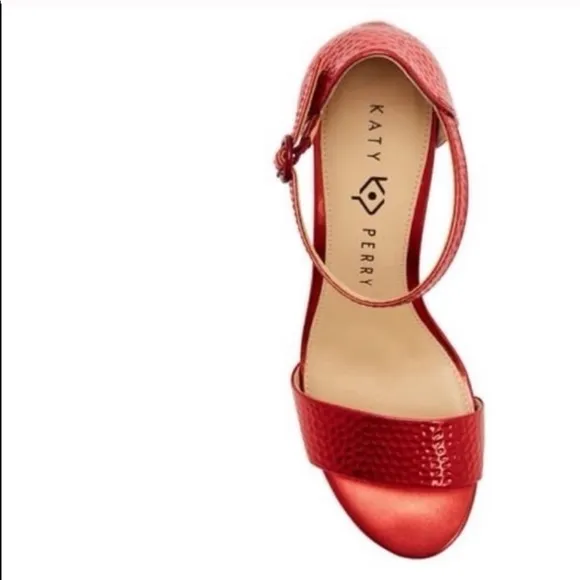 Katy Perry Red Hammered Finish Sandals