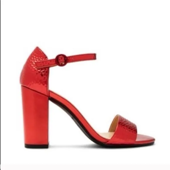 Katy Perry Red Hammered Finish Sandals