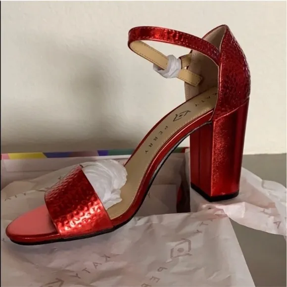 Katy Perry Red Hammered Finish Sandals
