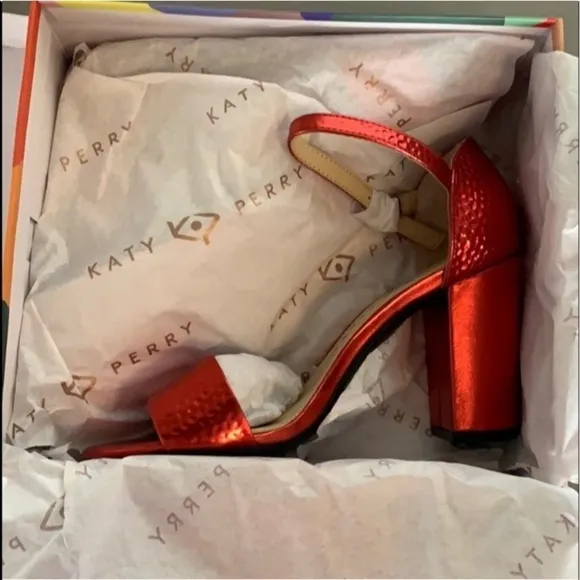 Katy Perry Red Hammered Finish Sandals