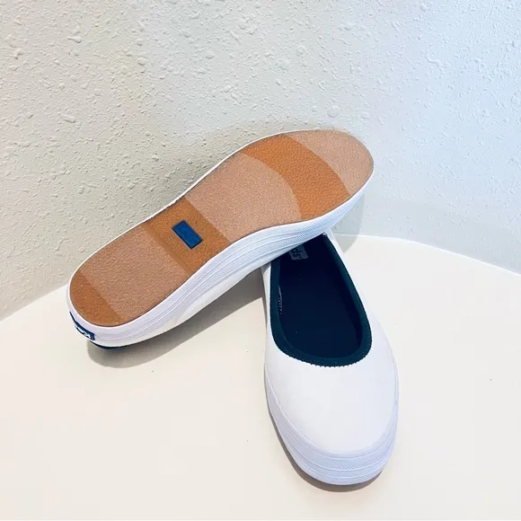 Keds Bryn Canvas Ballet Women’s White Navy Flats/Sz:11/NWT