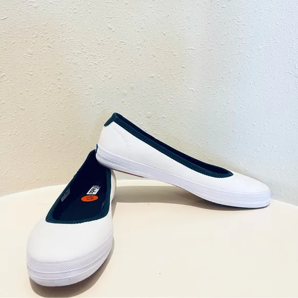 Keds Bryn Canvas Ballet Women’s White Navy Flats/Sz:11/NWT
