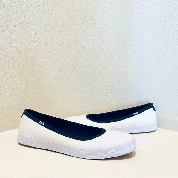 Keds Bryn Canvas Ballet Women’s White Navy Flats/Sz:11/NWT