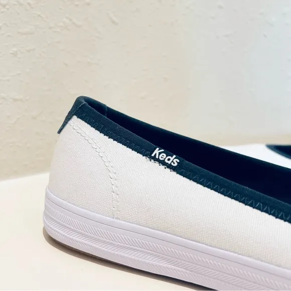 Keds Bryn Canvas Ballet Women’s White Navy Flats/Sz:11/NWT