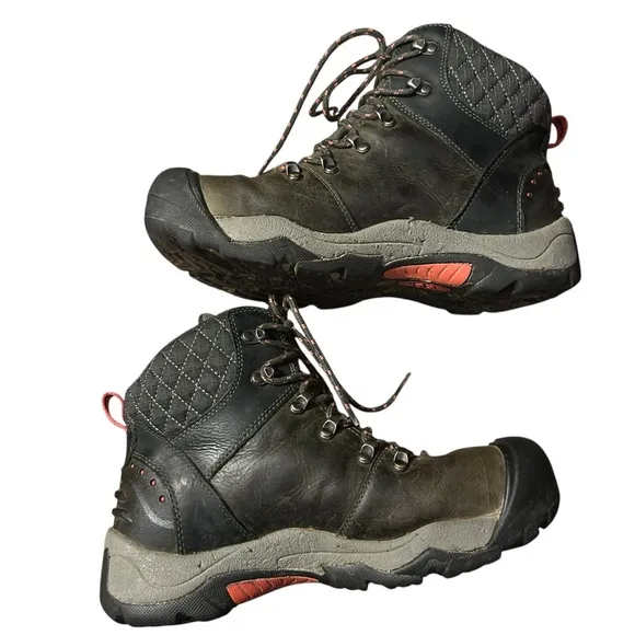 Keen Revel III Waterproof Black Leather 6 Eye Hiking Boots Women’s Size 9.5 M.