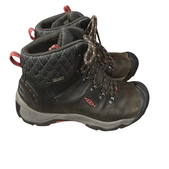 Keen Revel III Waterproof Black Leather 6 Eye Hiking Boots Women’s Size 9.5 M.
