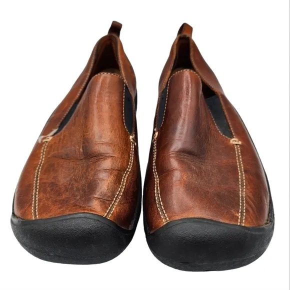 Keen Slip On Leather Flats Brown Size 7/37.5