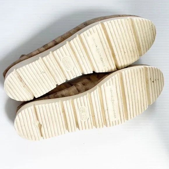 Kennel &amp; Schmenger Metallic Gold Tan Animal Stripe Slip On Flats Size 6.5