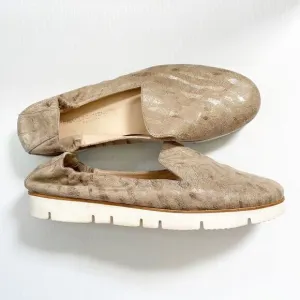 Kennel &amp; Schmenger Metallic Gold Tan Animal Stripe Slip On Flats Size 6.5