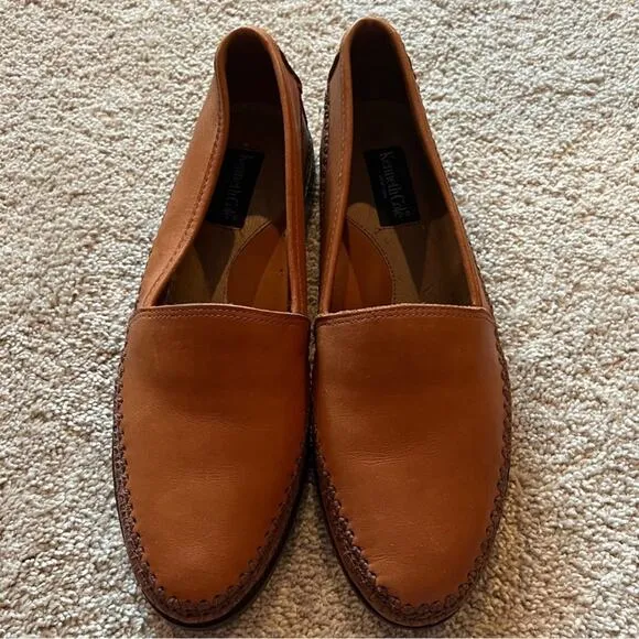 Kenneth Cole Men’s Size 10 D Leather Slip On Loafers in Cognac Brown