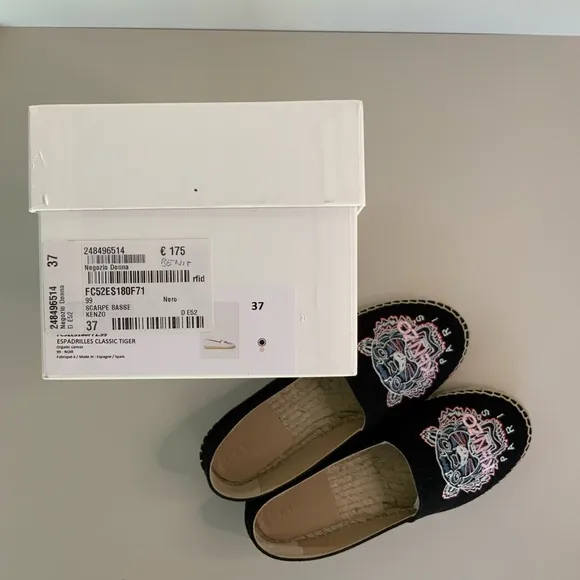 KENZO Espadrilles Classic Tiger Black Sz 37