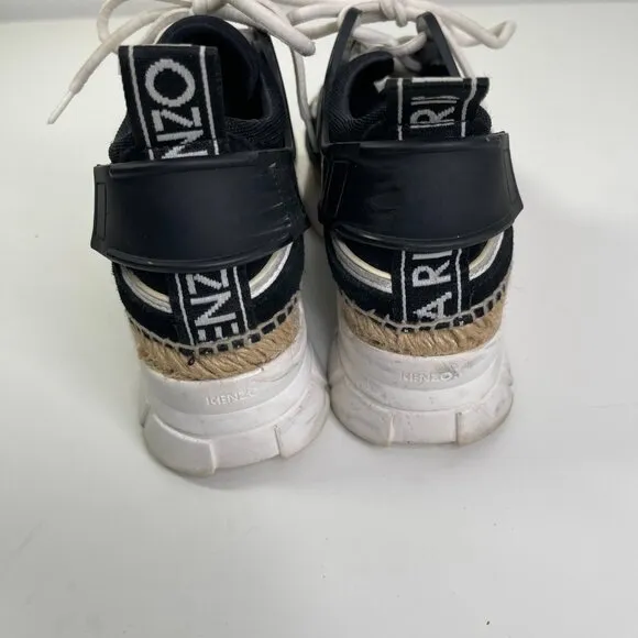 Kenzo White/Black K-lastic Espadrilles Coral Low Top Sneaker Shoes Size 38