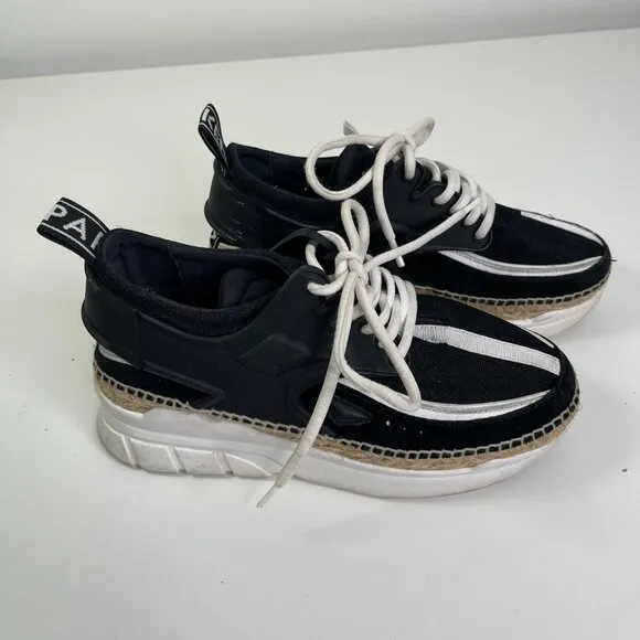 Kenzo White/Black K-lastic Espadrilles Coral Low Top Sneaker Shoes Size 38