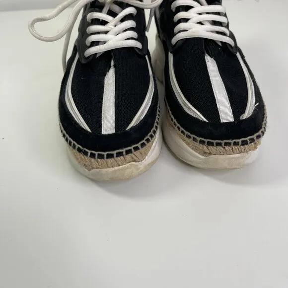 Kenzo White/Black K-lastic Espadrilles Coral Low Top Sneaker Shoes Size 38