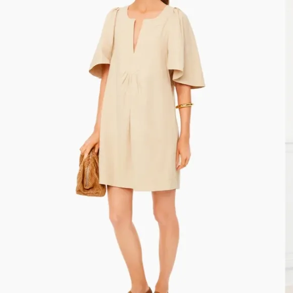 Khaki Finley Flutter Sleeve DressPOMANDER PLACE