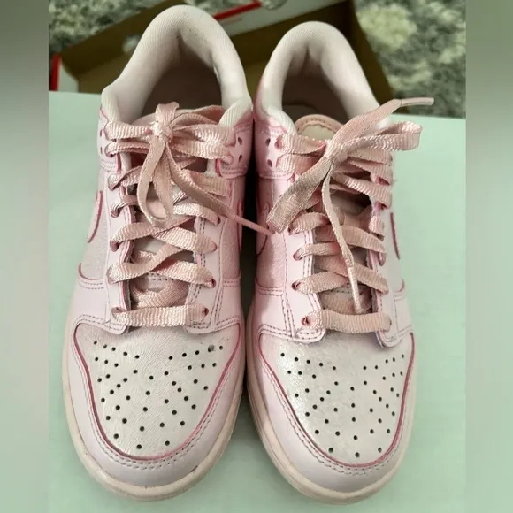 Kids 3.5 Nike Dunks Prism Pink Nike Swoosh Leather Upper Low Top Sneakers