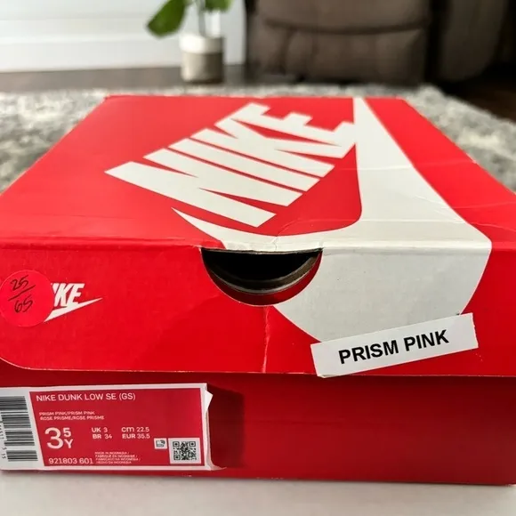 Kids 3.5 Nike Dunks Prism Pink Nike Swoosh Leather Upper Low Top Sneakers
