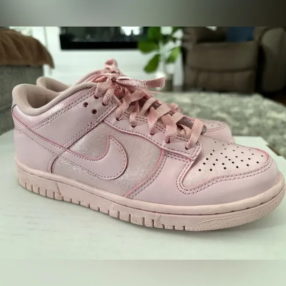 Kids 3.5 Nike Dunks Prism Pink Nike Swoosh Leather Upper Low Top Sneakers