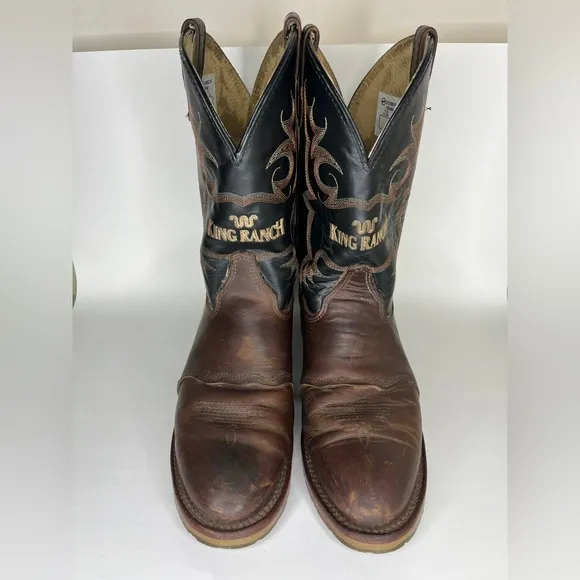 King Ranch Double H Men's Cowboy Boots KR4466 Size 11D Made In USA Pull On