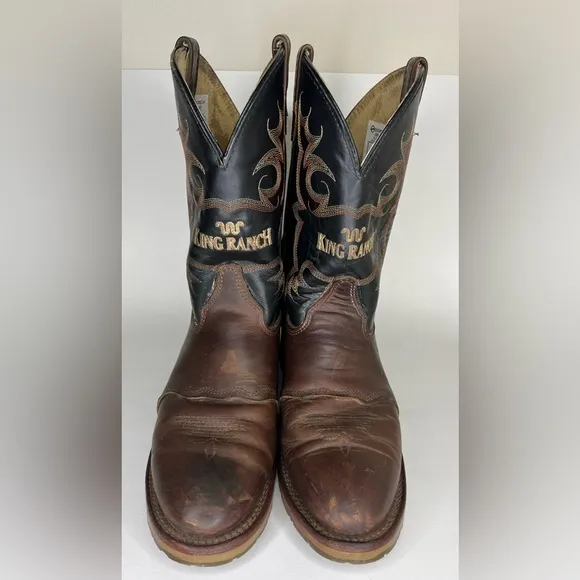 King Ranch Double H Men's Cowboy Boots KR4466 Size 11D Made In USA Pull On