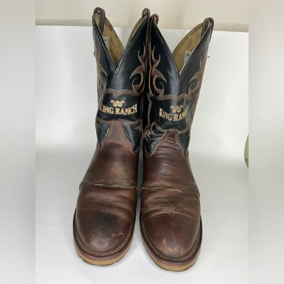 King Ranch Double H Men's Cowboy Boots KR4466 Size 11D Made In USA Pull On