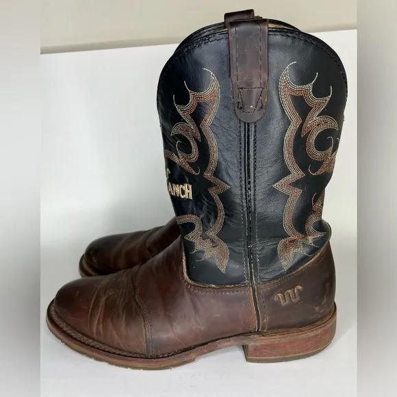 King Ranch Double H Men's Cowboy Boots KR4466 Size 11D Made In USA Pull On