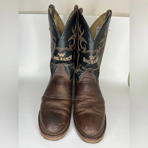 King Ranch Double H Men's Cowboy Boots KR4466 Size 11D Made In USA Pull On