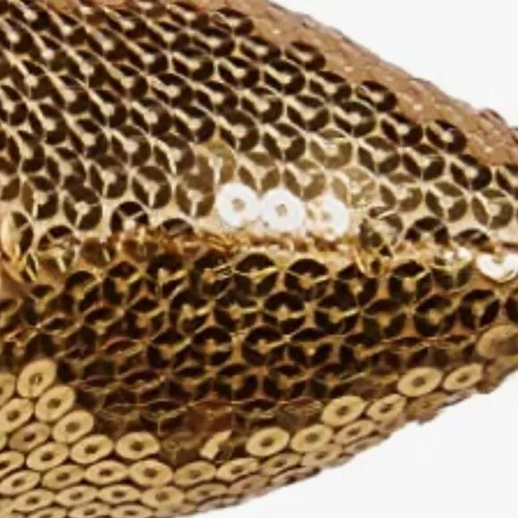 KneeHigh All Over Sequin Heeled Gold Boots