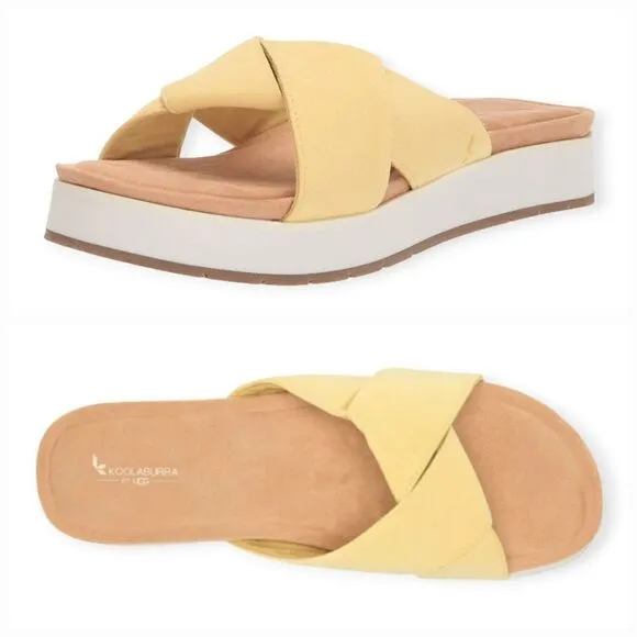Koolaburra by UGG Carenza Women's Slide Sandals Yellow Size 8 NEW