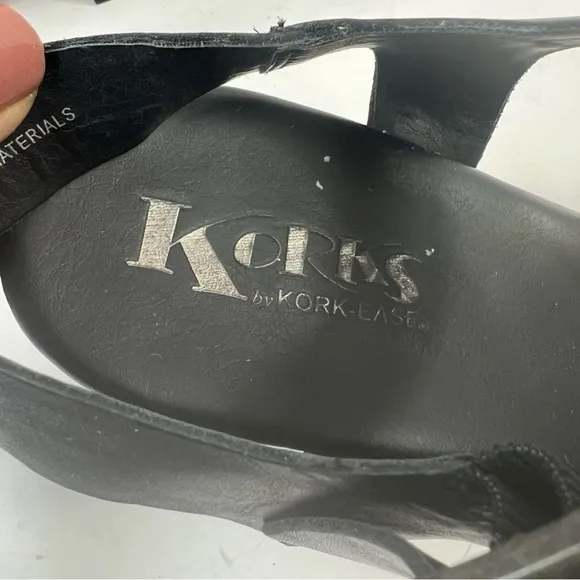 Kork-Ease Black Berryessa Black Leather Sandals size 11
