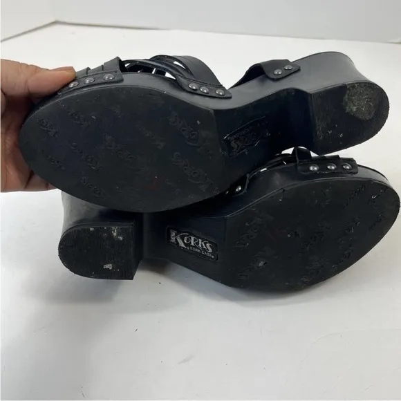 Kork-Ease Black Berryessa Black Leather Sandals size 11