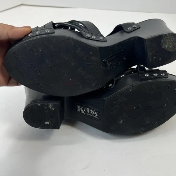 Kork-Ease Black Berryessa Black Leather Sandals size 11
