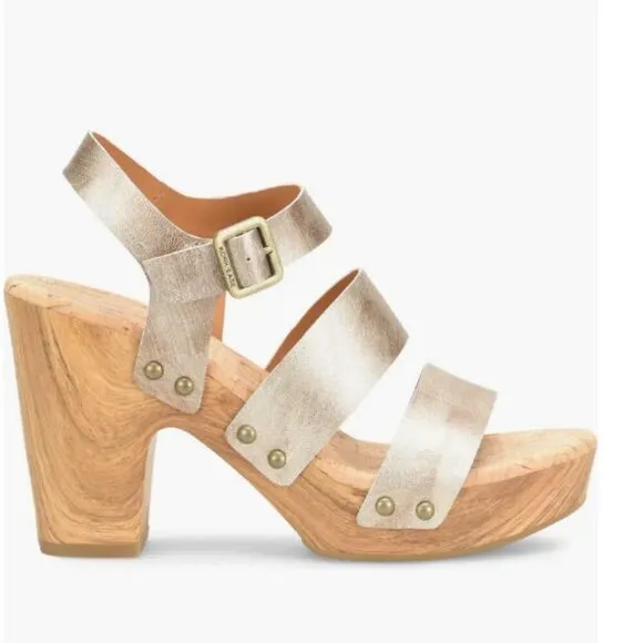 Kork Ease Della Slingback Platform Sandals Light Gold Metallic Size 11M