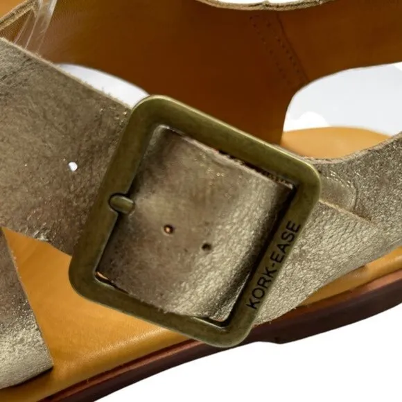 Kork-Ease Women's Nara Leather Gold Metallic Sandals Size 9