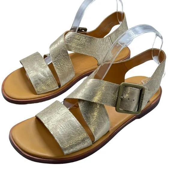 Kork-Ease Women's Nara Leather Gold Metallic Sandals Size 9