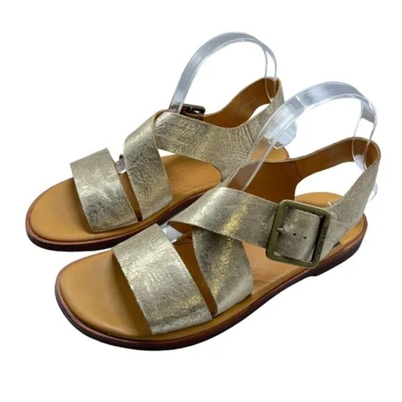 Kork-Ease Women's Nara Leather Gold Metallic Sandals Size 9