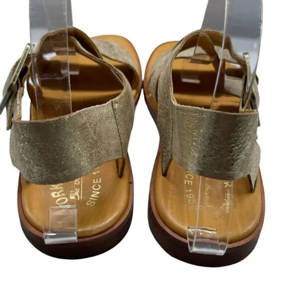 Kork-Ease Women's Nara Leather Gold Metallic Sandals Size 9