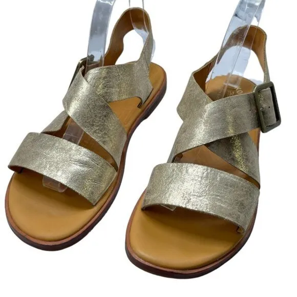Kork-Ease Women's Nara Leather Gold Metallic Sandals Size 9