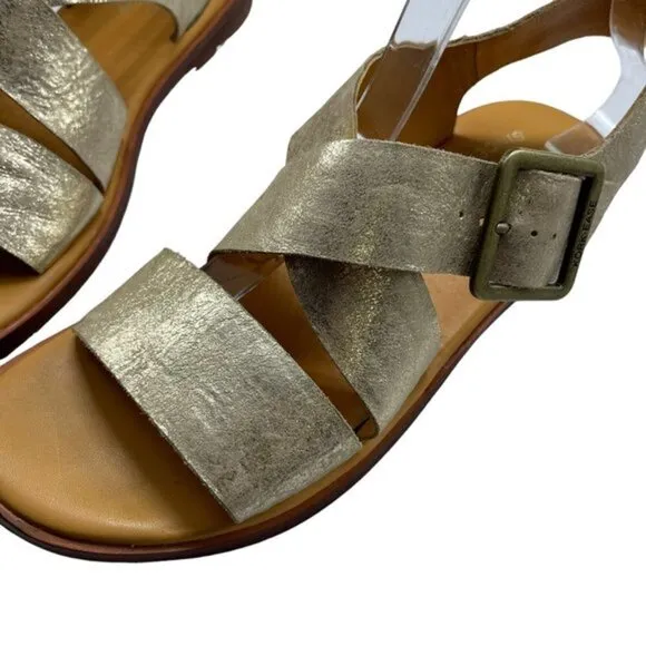 Kork-Ease Women's Nara Leather Gold Metallic Sandals Size 9