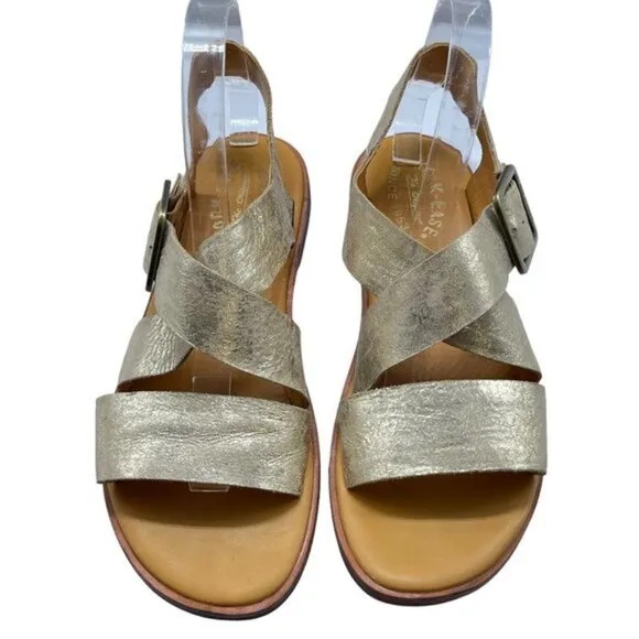 Kork-Ease Women's Nara Leather Gold Metallic Sandals Size 9