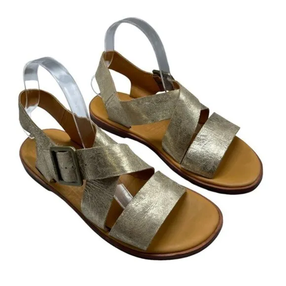 Kork-Ease Women's Nara Leather Gold Metallic Sandals Size 9