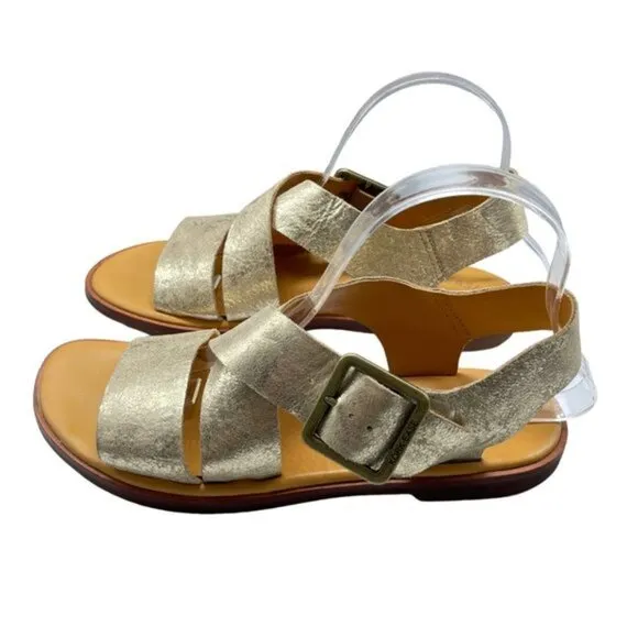Kork-Ease Women's Nara Leather Gold Metallic Sandals Size 9