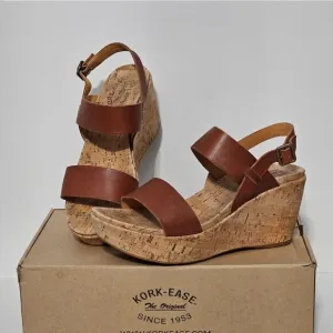 Kork Ease, Wedge sandals in soft full grain leather. EUC-Size 9