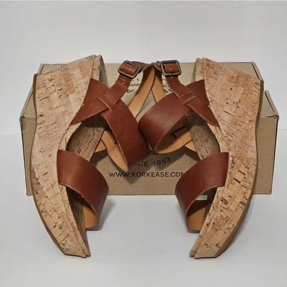 Kork Ease, Wedge sandals in soft full grain leather. EUC-Size 9