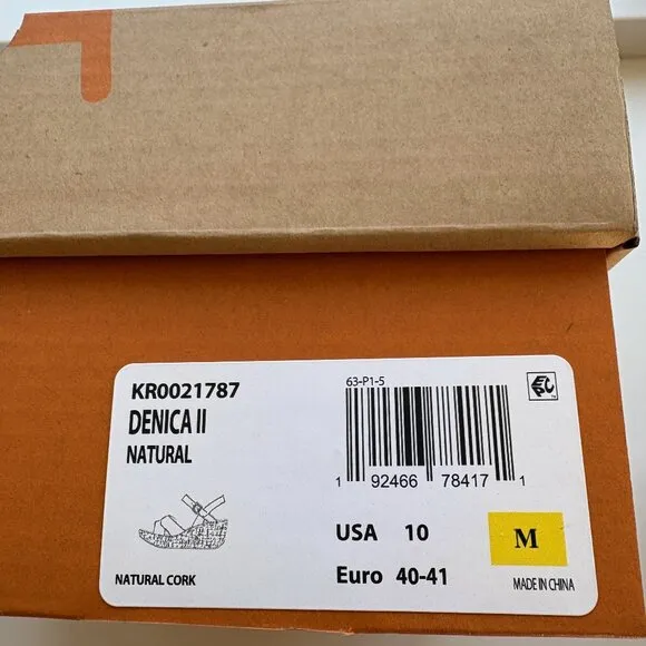 Korks by Kork-Ease Denica II Cork Sandals Wedge Platform Natural Size 10 NEW