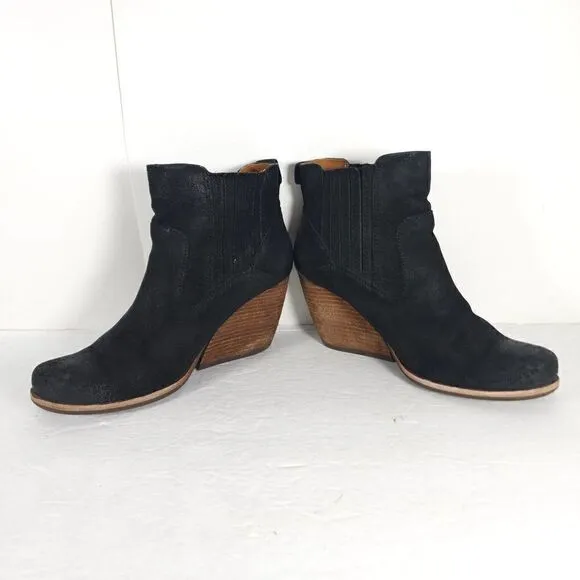 Korks By Kork Ease Verdelet US 7,5 M Leather Ankle Pull On Wedge Booties Boots