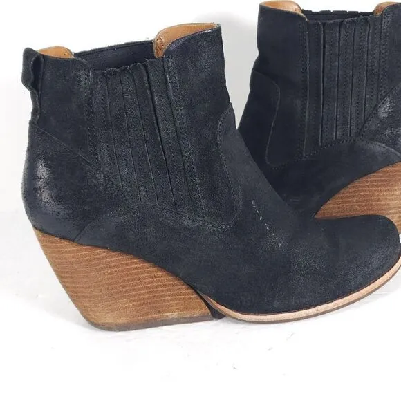 Korks By Kork Ease Verdelet US 7,5 M Leather Ankle Pull On Wedge Booties Boots