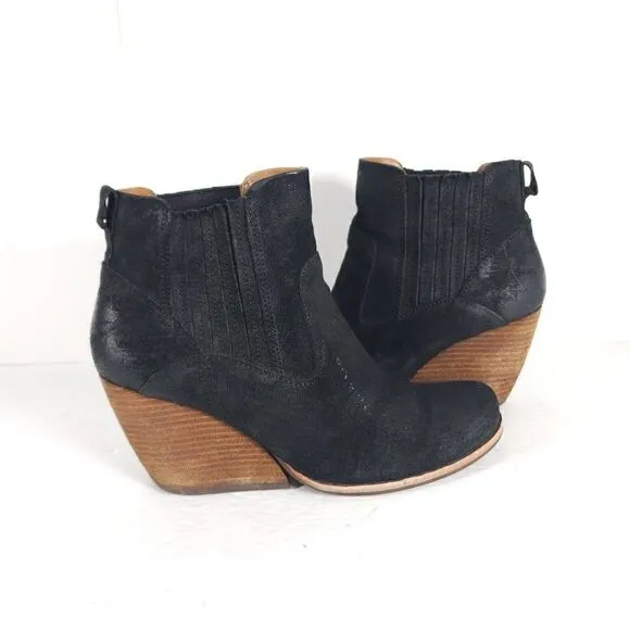 Korks By Kork Ease Verdelet US 7,5 M Leather Ankle Pull On Wedge Booties Boots