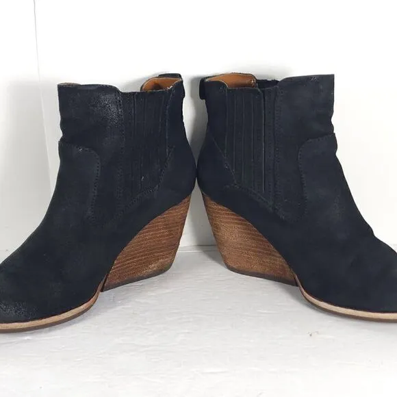 Korks By Kork Ease Verdelet US 7,5 M Leather Ankle Pull On Wedge Booties Boots